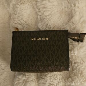 NWOT Michael Kors Black and Gold Monogram Clutch